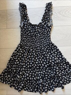 Urban Outfitters Black Mini Dress with White Floral Print